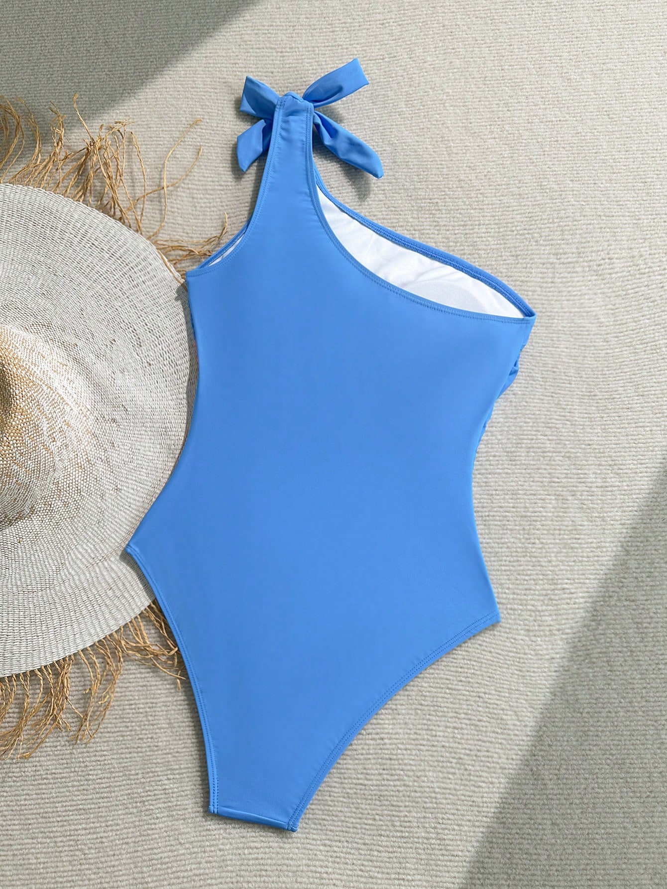 SHEIN Soleia One Piece Bathing Suit,Beachwear,Vacation Outfits Woman,Swim Suits For Women,Summer Outfits For Women,1pc Women's Blue Base Abstract Floral Print Tie Knot One-Piece Swimsuit For Vacation - Image 2