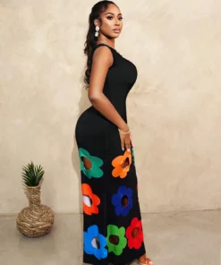 Alternative view of SHEIN BamGleam Women's Floral Print One-Shoulder Off-Shoulder Front Pleated Slim Dress