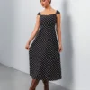 SHEIN Chiquease Women's Black & White Polka Dot Print Minimalist Casual Dress