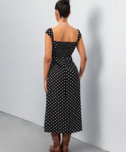 Alternative view of SHEIN Chiquease Women's Black & White Polka Dot Print Minimalist Casual Dress