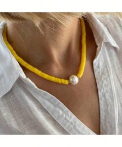 Alternative view of SHEIN 1PCS Colorful Soft Clay Necklace, Pearl Necklace