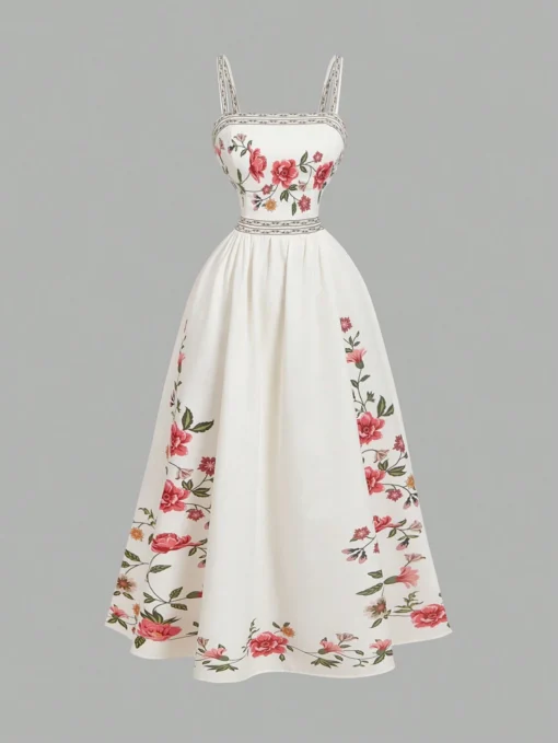 SHEIN MOD Vestido largo de mujer estilo elegante tirantes with estampado florales, estilo de vacaciones