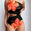 SHEIN Swim 1pc Women One-Piece Swimsuit, Asymmetric Shoulder