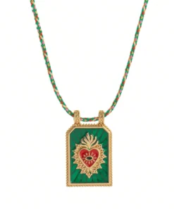 Alternative view of SHEIN 1Pc Boho-Chic Pendant Necklace With Heart Charm, Hand Woven Colored Rope