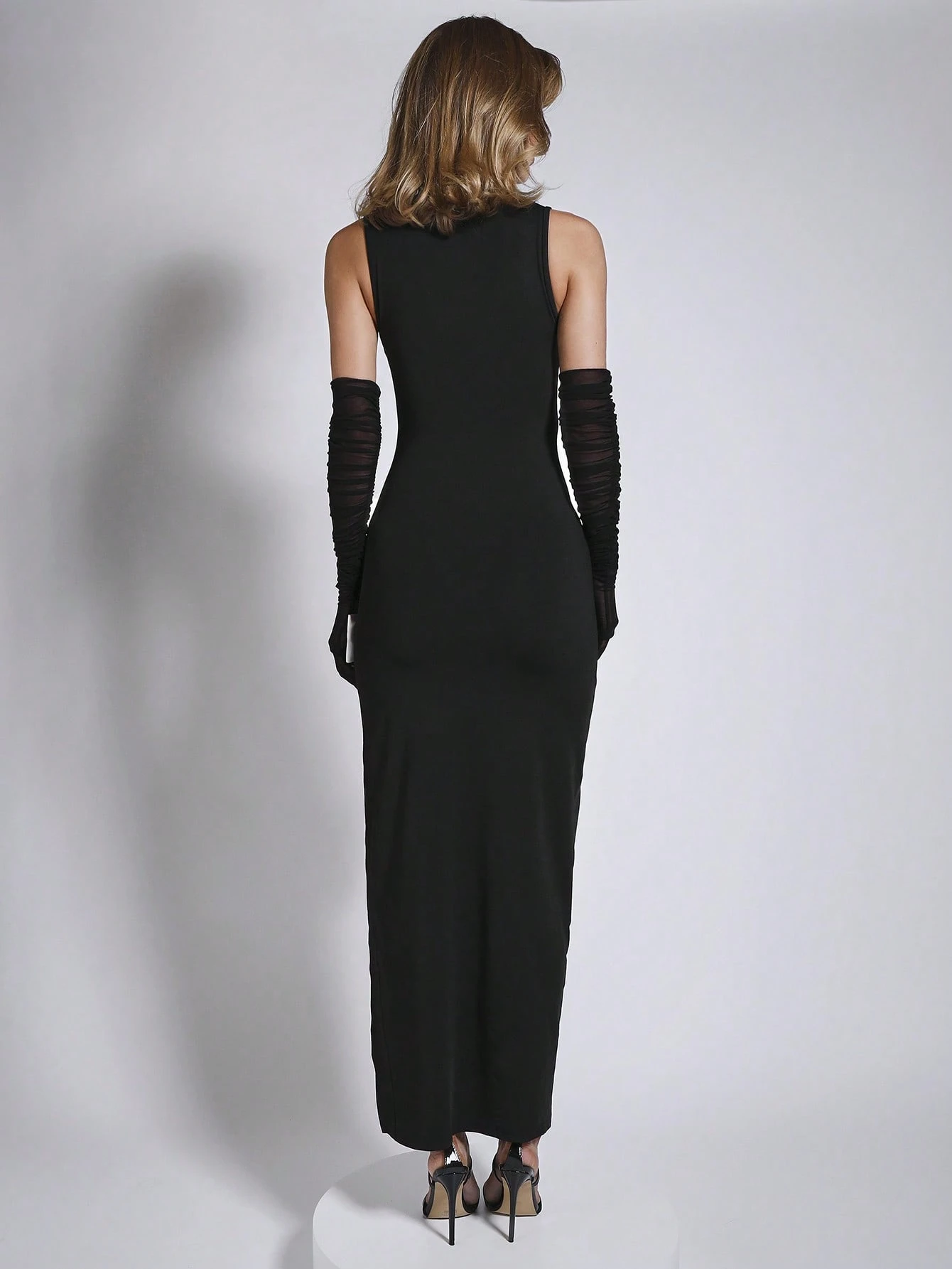 SHEIN COSMINA Women's Elegant Contrast Bow Decorated High Slit Dress - Image 2