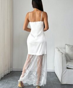 Alternative view of SHEIN Chiquease Women's Elegant Solid Color Lace Panel Slip Dress