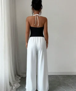 Alternative view of SHEIN Elenzga Sleeveless Halter Ruched Colorblock Elegant & Romantic Jumpsuit