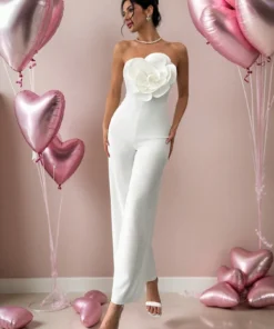 SHEIN Firerie Festival Valentine's Day New Elegant Romantic 3D Floral Jumpsuit
