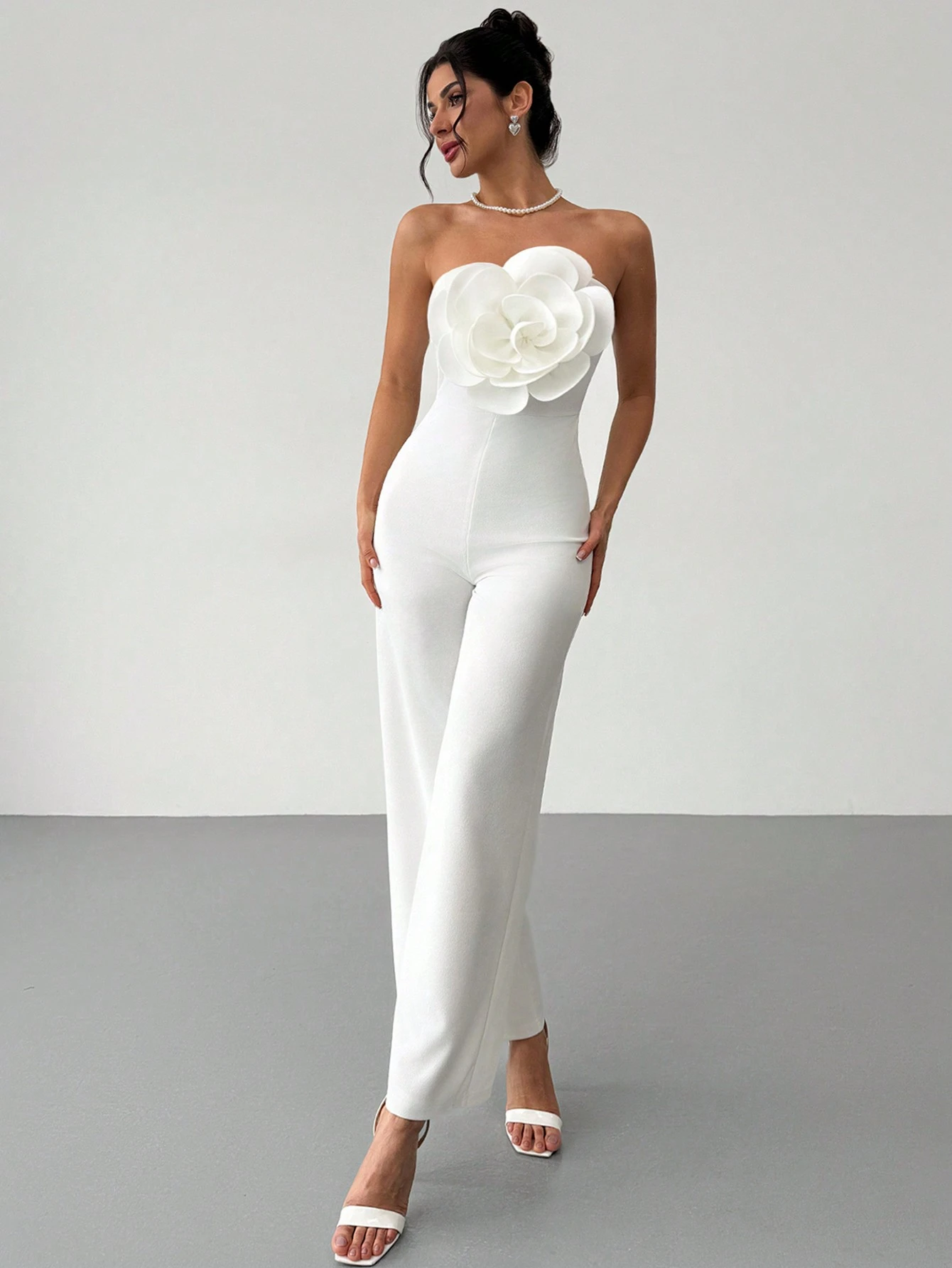 SHEIN Firerie Festival Valentine's Day New Elegant Romantic 3D Floral Jumpsuit - Image 2