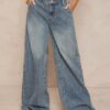 SHEIN Lumalex Fall Modest Old Money Coquette Embroidery Letter Mid-Waist Washed