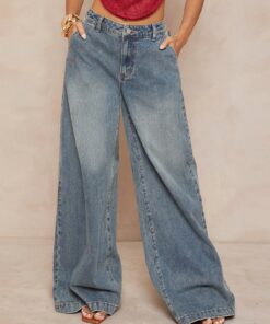 SHEIN Lumalex Fall Modest Old Money Coquette Embroidery Letter Mid-Waist Washed