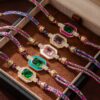 SHEIN 1pc Fashion Retro Bohemian Style Colored Drip Oil Inlaid Square Zirconia Bracelet