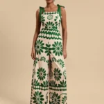 SHEIN Travachic Women's Floral Print Tied Shoulder Wide Leg Jumpsuit