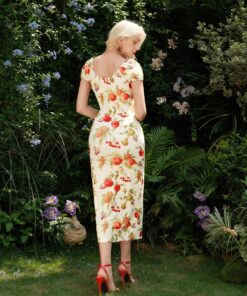 Alternative view of SHEIN MOD Front Ruffle Lace Up Fruit Print Cute Casual Dress