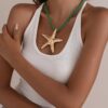 SHEIN Summer Ocean Style Necklace Set, Multi-Layer Necklace With Shell
