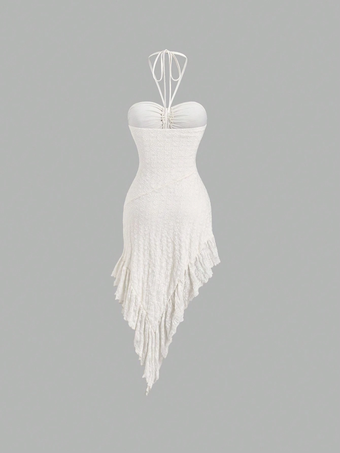 SHEIN Sweetra Apricot Color Lace Sexy Halter Backless Asymmetrical Hem Dress - Image 2