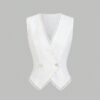 SHEIN Sweetra Premium Sleeveless Blazer Jacket For Women, Elegant Office Lace Patchwork Business Vest