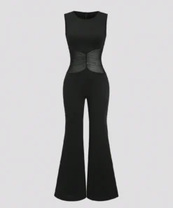 SHEIN Sweetra Retro Sexy Mesh Patchwork Jumpsuit