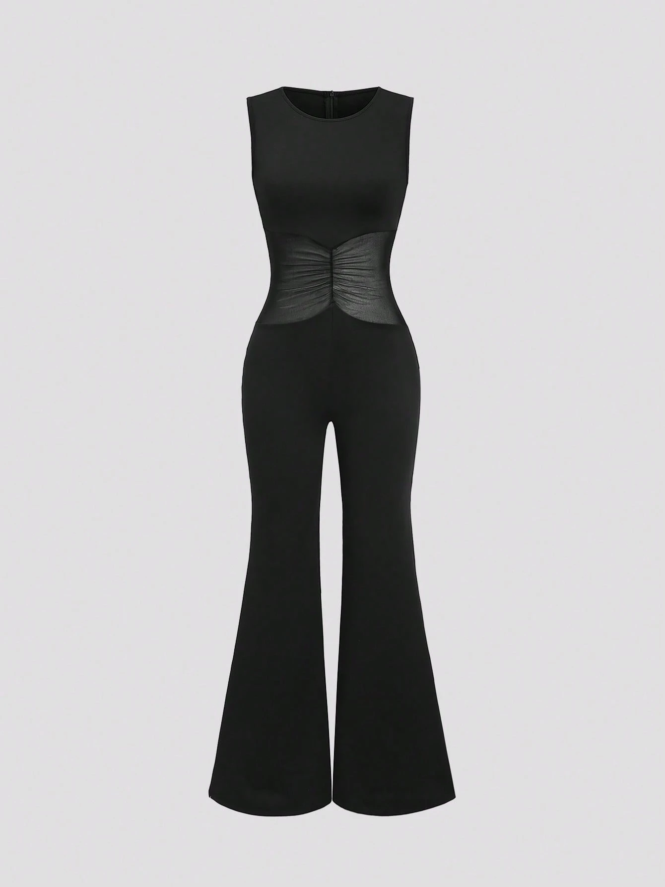 SHEIN Sweetra Retro Sexy Mesh Patchwork Jumpsuit