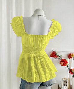 Alternative view of SHEIN Sweetra Summer Sweet & Sexy Diva Bow Decor Short Sleeve Chiffon Blouse