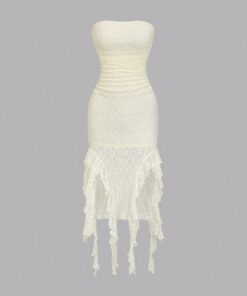 SHEIN Sweetra Women Ruffle Layered Lace Bodycon Midi Dress