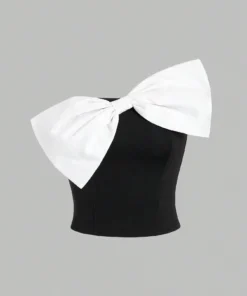 SHEIN Sweetra Women's Color Block Strapless Top With Large Bow