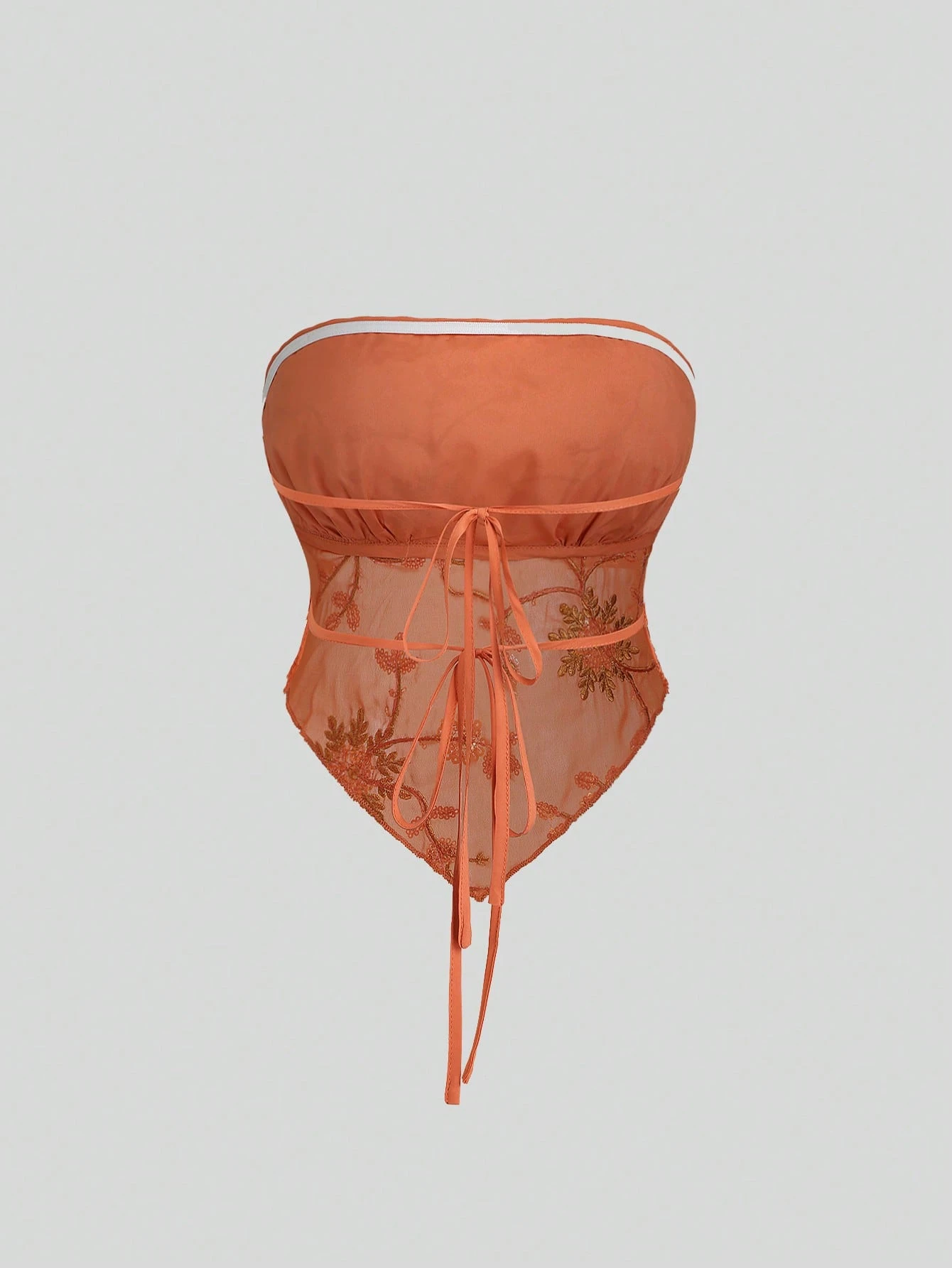 SHEIN Sweetra Women's Sexy Crop Top Tank, Orange, Sequins Embroidery, Slim Fit - Image 2