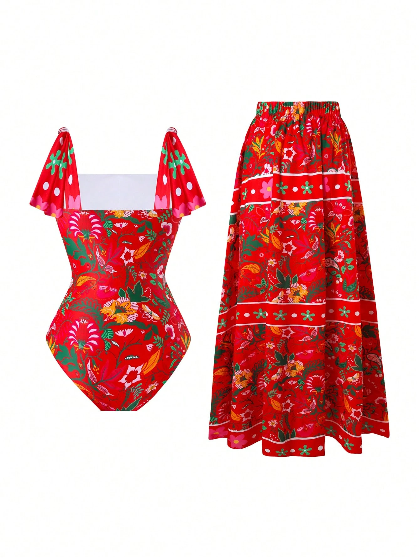 SHEIN Swim Oasis 2pcs/Set Women Random Printed Swimsuit - Image 2