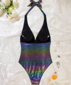 Alternative view of SHEIN Swim Vcay 1pc Women's Rainbow Crocodile Skin Print One-Piece Swimsuit