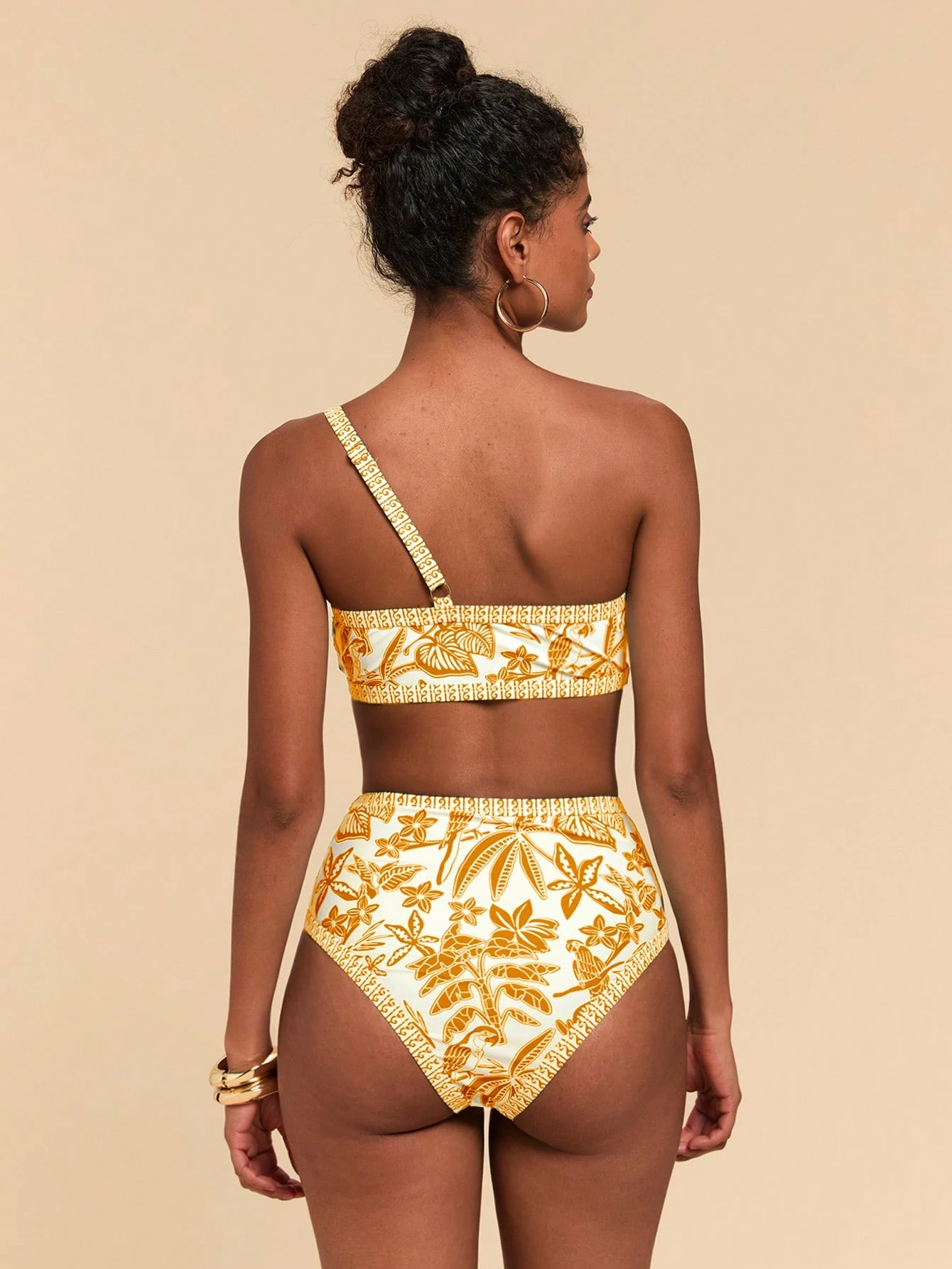 SHEIN Travachic Women's Summer Beach Vacation Floral Print One Shoulder Bikini Set - Image 2