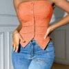 SHEIN VaVaBold Women's Solid Color Y2K Single Breasted Cropped Bustier Top