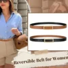 1pc Reversible PU Leather Belt, Minimalist Versatile Skinny Waist Belt