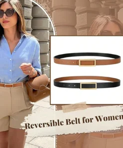1pc Reversible PU Leather Belt, Minimalist Versatile Skinny Waist Belt