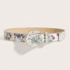 SHEIN 1pc Vintage Western Floral Embossed Women Leather Belt
