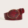 SHEIN 1pc Women's Vintage Metal & PU Grape Print Belt
