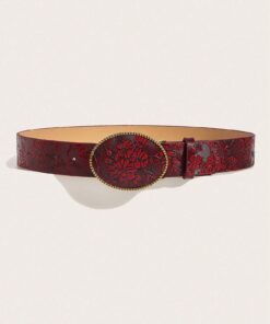 Alternative view of SHEIN 1pc Women's Vintage Metal & PU Grape Print Belt