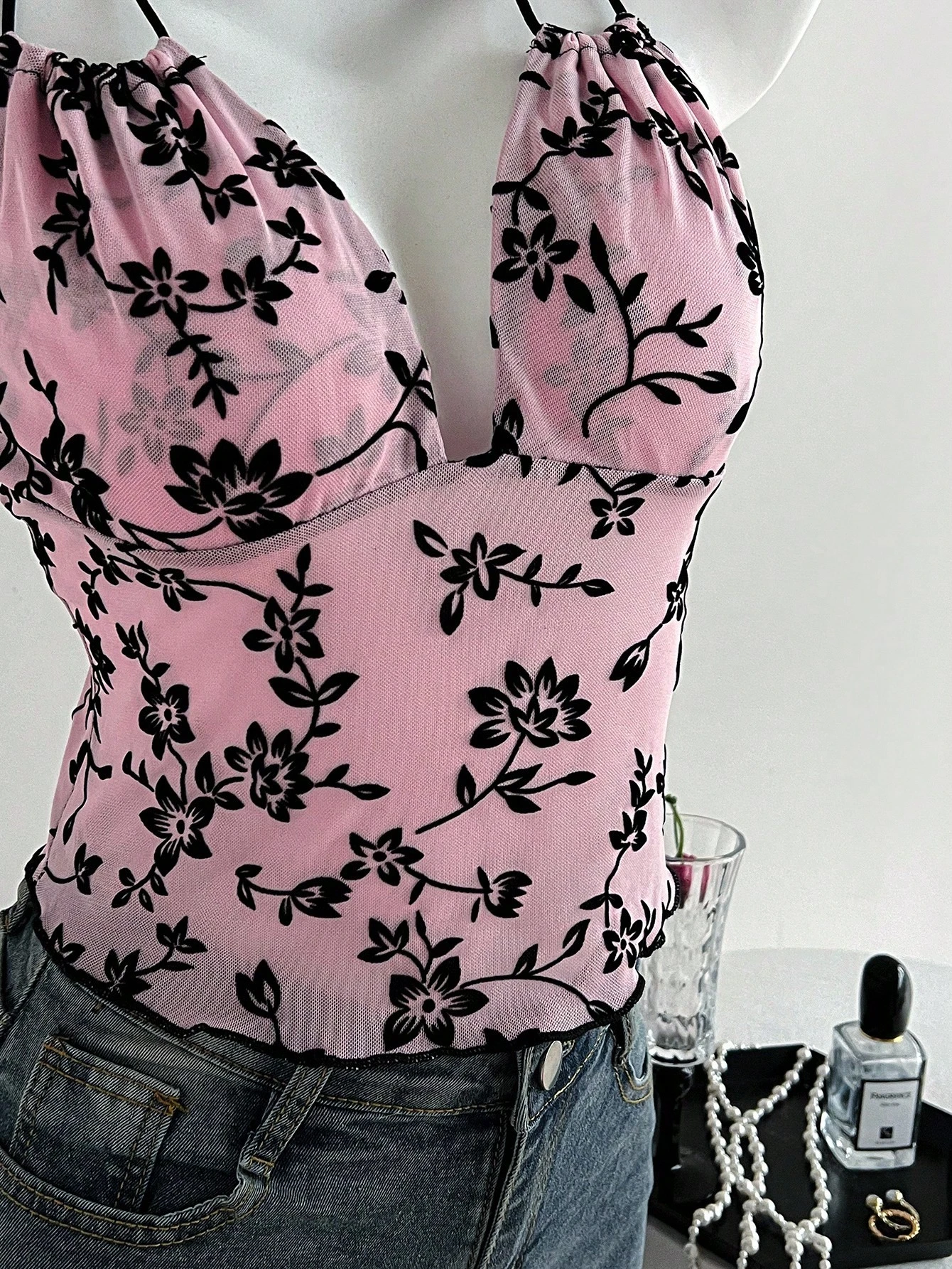 SHEIN Comfortcana Floral Slim-Fit Spaghetti Strap Camisole - Image 3