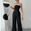 SHEIN Elenzga Women's Jumpsuit With Ruffled Halter, Pockets And Wide Legs