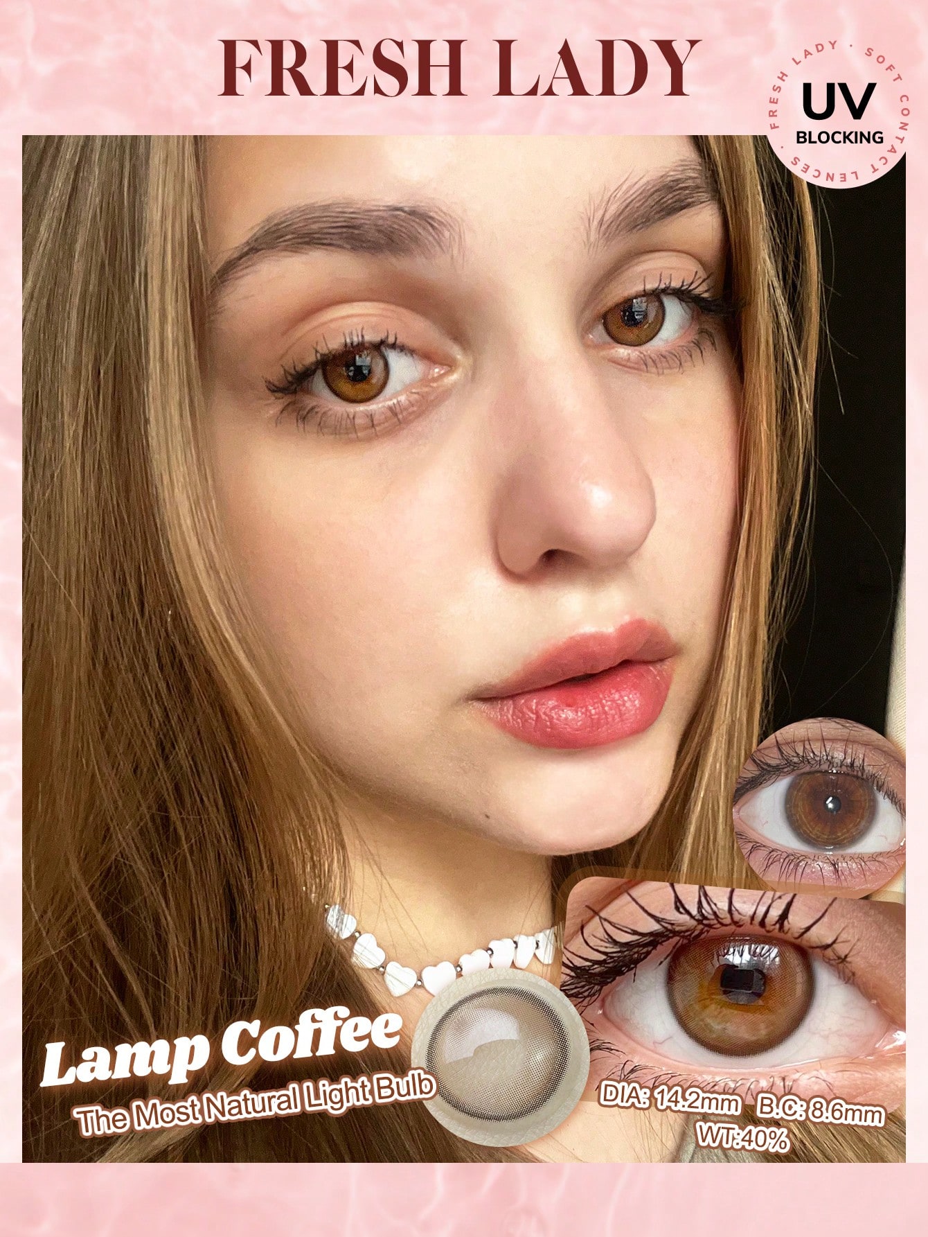 SHEIN FRESH LADY 1 Pair Super Natural Light Brown Eye Contacts Soft Contact Lens - Image 2