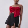 SHEIN Lumivelle Stretchy Knit Fabric Solid Color Bodycon 3D Bow Metal Zipper Elegant Sexy