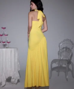 Alternative view of SHEIN MOD Dreamy Romantic Yellow Fitted Maxi Dress