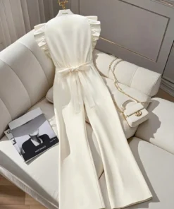 Alternative view of SHEIN Clasi Women's Solid Color Zipper Design Cap Sleeve Elegant Jumpsuit