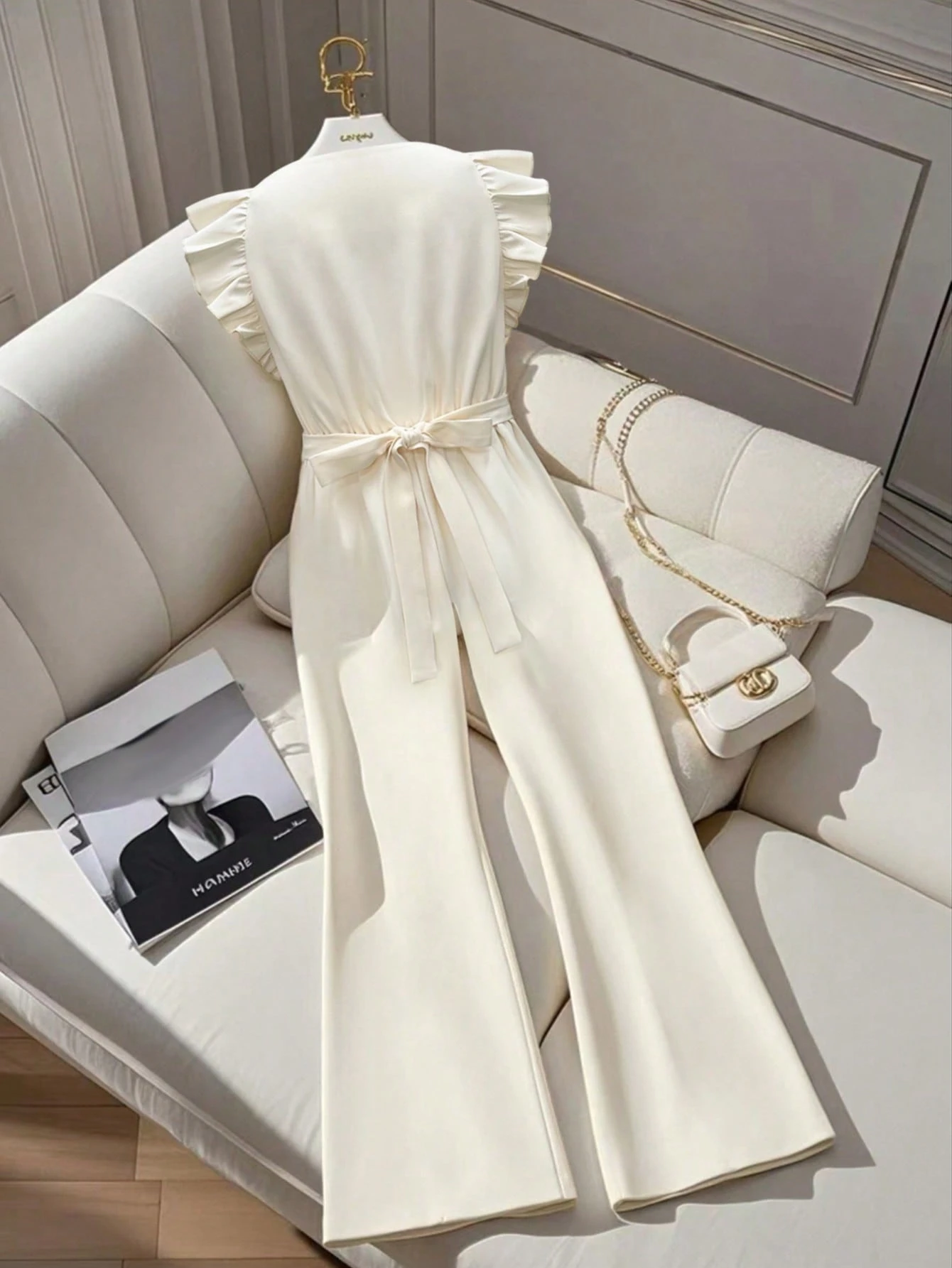 SHEIN Clasi Women's Solid Color Zipper Design Cap Sleeve Elegant Jumpsuit - Image 2