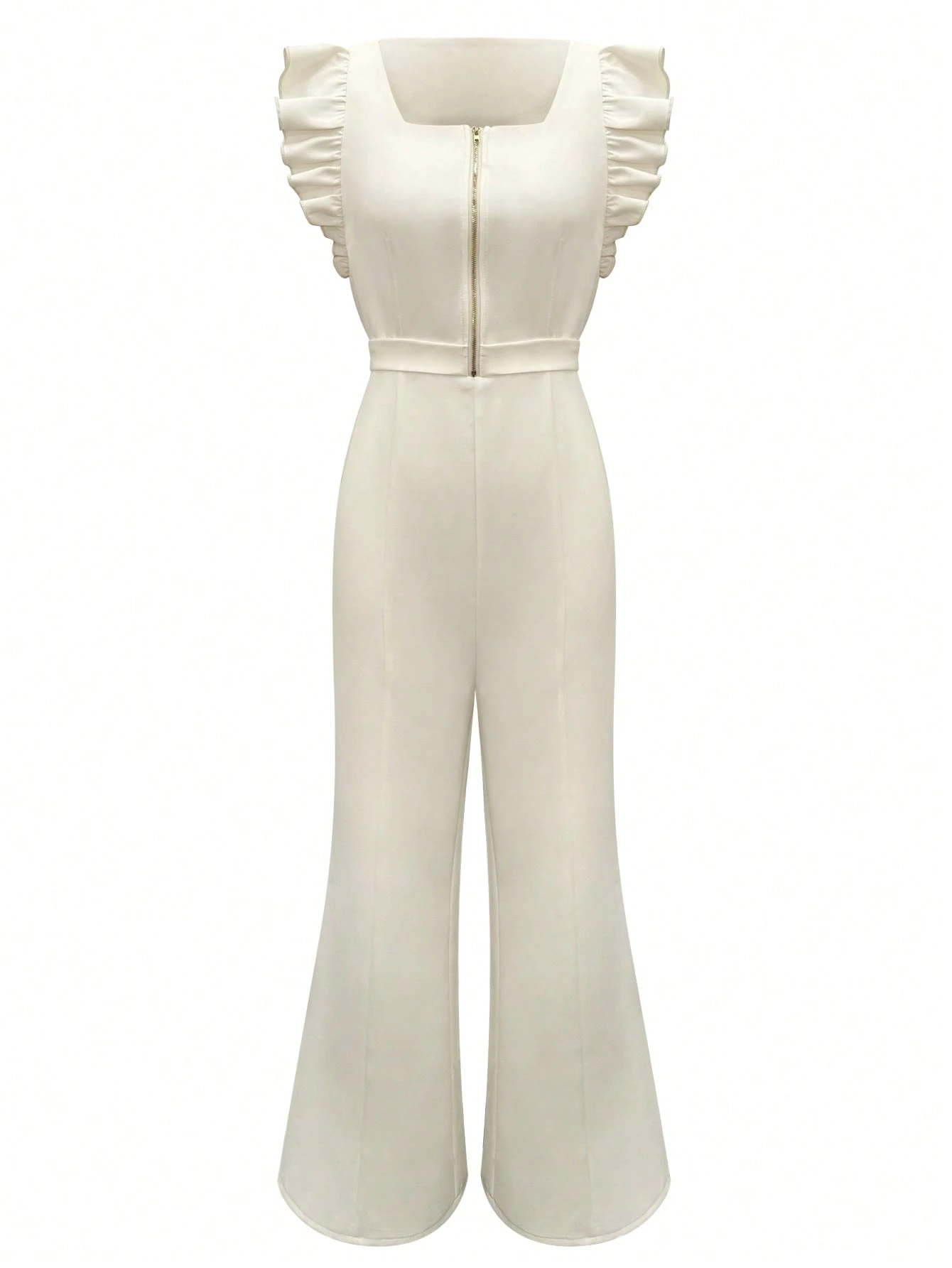 SHEIN Clasi Women's Solid Color Zipper Design Cap Sleeve Elegant Jumpsuit - Image 4