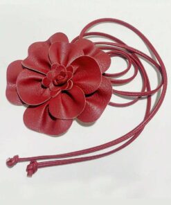 Alternative view of SHEIN 1pc Women's PU Leather Camellia Bohemian Bowknot Long Waist