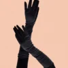 1 Pair Black Long Gloves, Suitable For Parties, Costume Parties