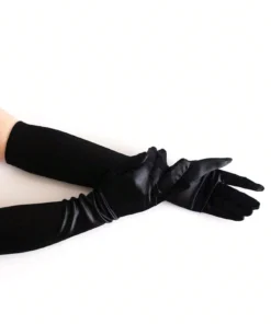 Alternative view of SHEIN 1 Pair Black Long Gloves, Suitable For Parties, Costume Parties