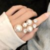 SHEIN 1 Pc Opening Adjustable Faux Pearl Ring Personalized
