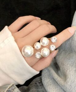 SHEIN 1 Pc Opening Adjustable Faux Pearl Ring Personalized