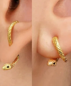 1pair Stylish Copper Snake Shaped Earrings